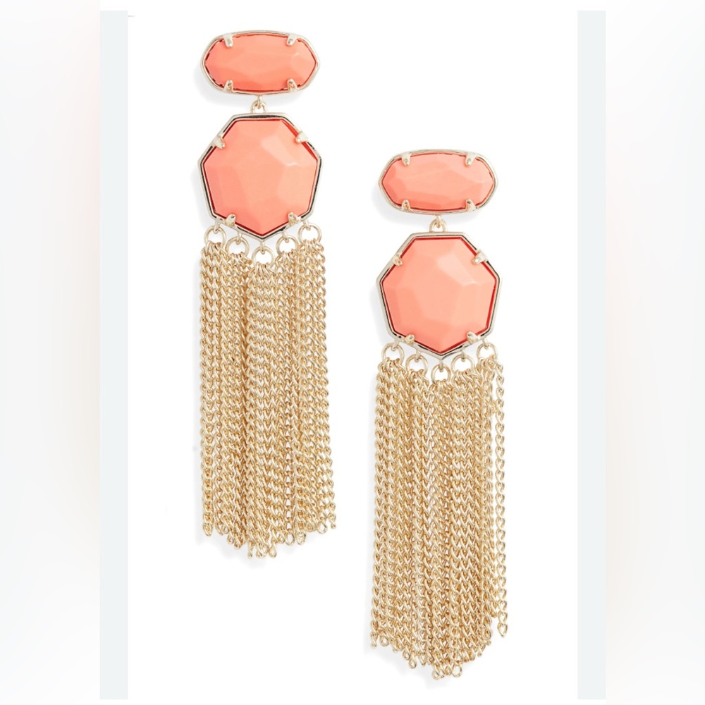Kendra Scott Tae Coral and Gold Dangle Earrings